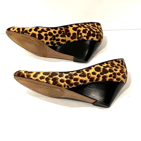 Nine West Leopard Wedges with Black Heel - Size 8 - Picture 6 of 7